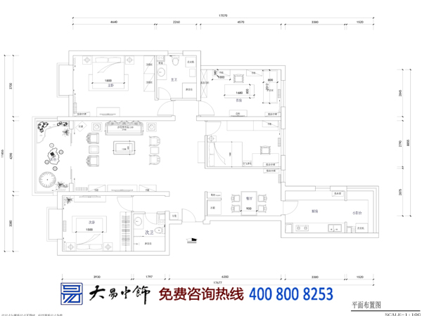 简约中式住宅装修平面图