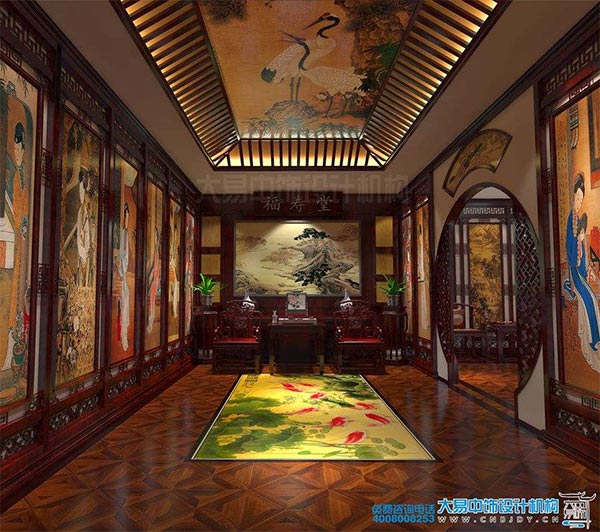 古典中式木版画展厅装饰