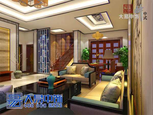 新中式別墅客廳裝修效果圖