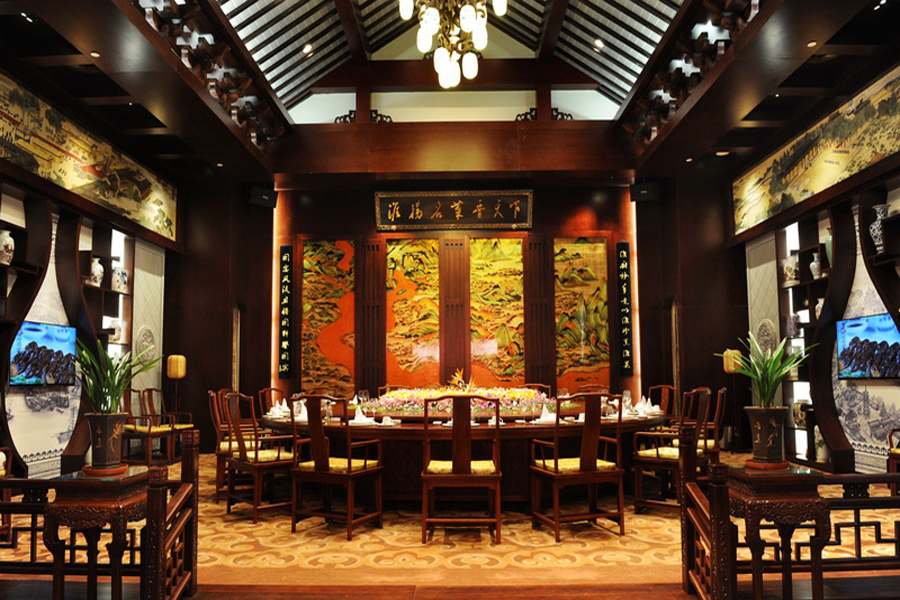 北京中式餐厅装修完工图 酒楼中式设计室内效果图