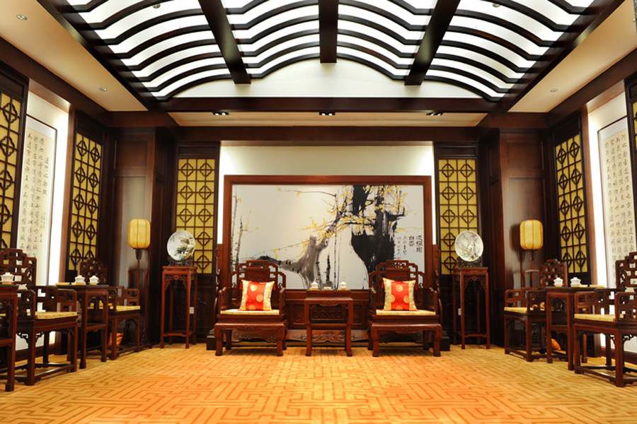 北京中式餐廳裝修完工圖 酒樓中式設計室內效果圖