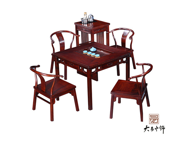 红木家具-明品方茶桌椅组合6件套-餐厅红木茶具