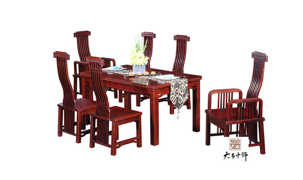 红木家具-西餐桌椅实木组合套装